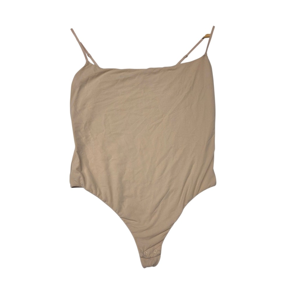 SKIMS Fits Everybody Cami Bodysuit Women XL Sand Thong Snap Closure Stretch